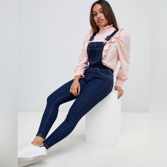 New Look Petite Skinny Fit Overalls in Blue Pattern, Women’s Size 4 Petite - Picture 3 of 7